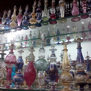 Luxor '"1-Mix Tiny Mouth Blown Egyptian Perfume Bottles Pyrex Glass +++Free 1ml Attar Oil "Directly to you from the land PHARAOHS EGYPT"!!!!