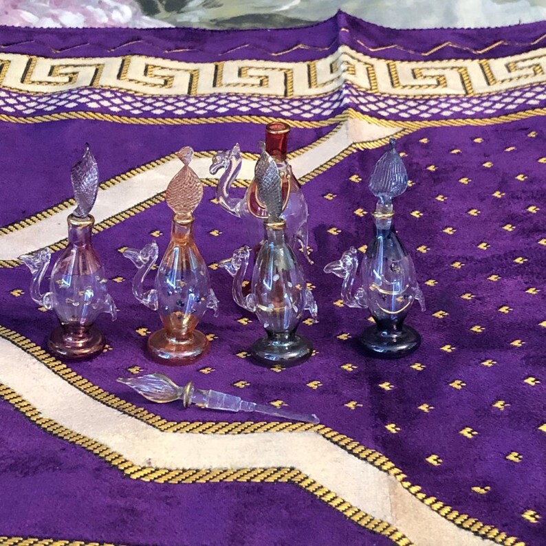 Baby Camel Mouth Blown Egyptian Perfume Bottles Pyrex Glass Etsy