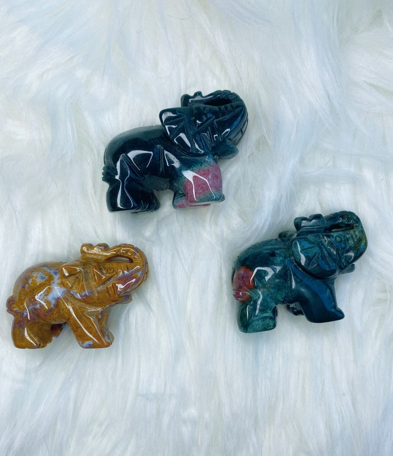 Ocean Jasper Elephant Carving