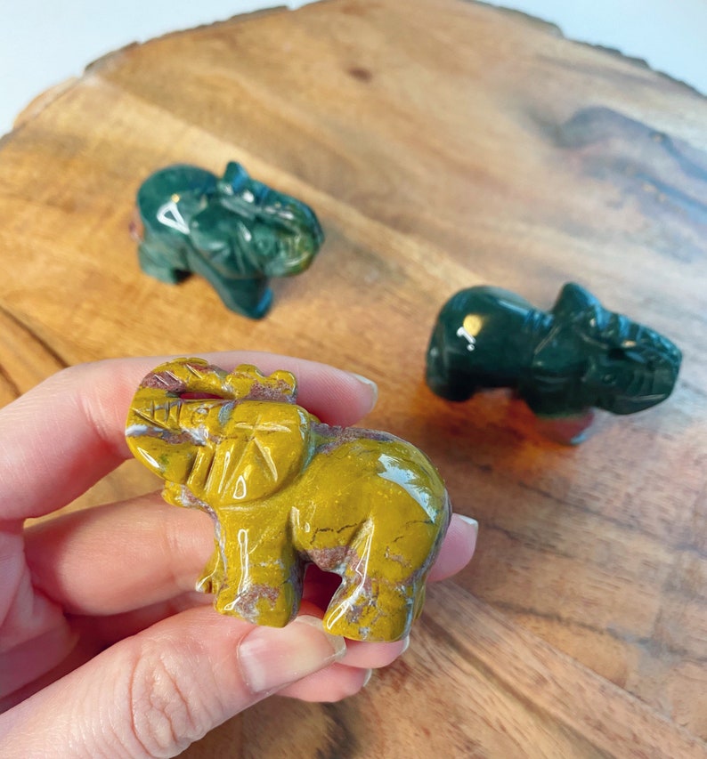 Ocean Jasper Elephant Carving
