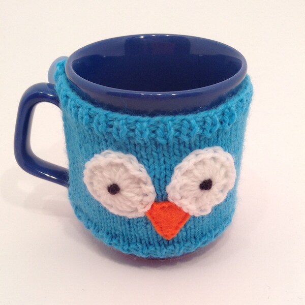 Mug hug, owl mug cozie, mug cosy