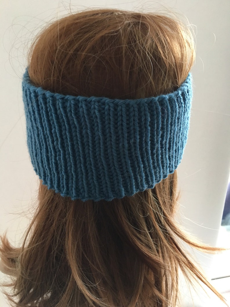 ski headband ladies hairband wide knitted headband ribbed womens headband Blue ear warmer knitted hairband