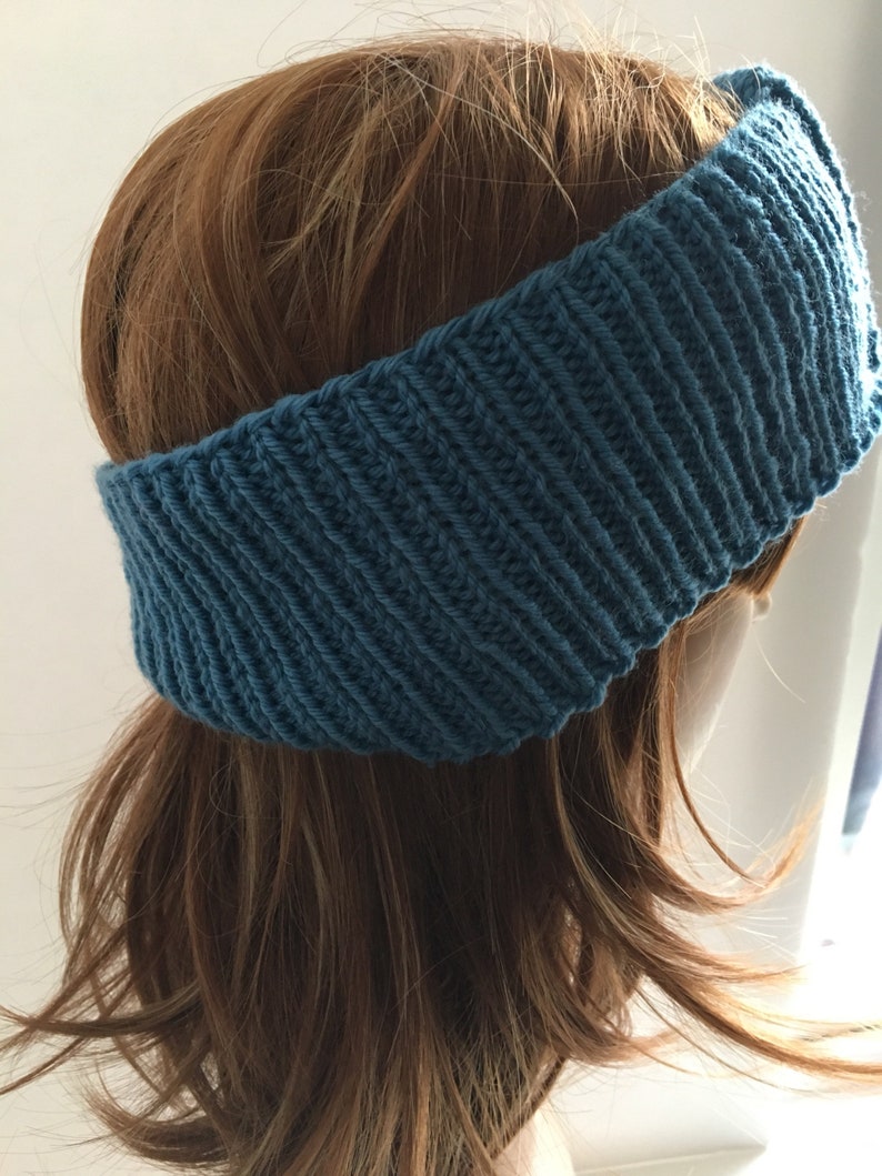 ski headband ladies hairband wide knitted headband ribbed womens headband Blue ear warmer knitted hairband