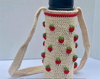 Strawberry Water Bottle Holder Crochet Pattern (Digital Download)