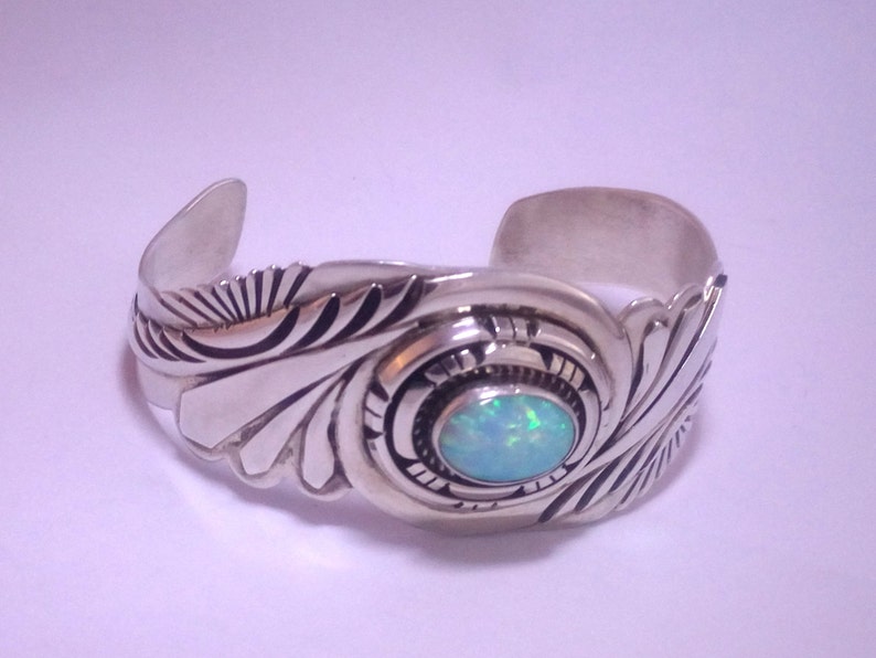 Navajo Jewelry Vintage Opal Bracelet Sterling Cuff Native Etsy