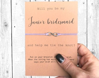 Willl you be my Junior bridesmaid, Junior bridesmaid proposal, Jr Bridesmaid gift, Bridal party invites, Bridesmaid wish bracelet