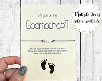 Godmother proposal, Ask Godmother, Initial Bracelet, Monogram, Will you be my Godmother, Godmother gift, Godmother Request, Godmother Card
