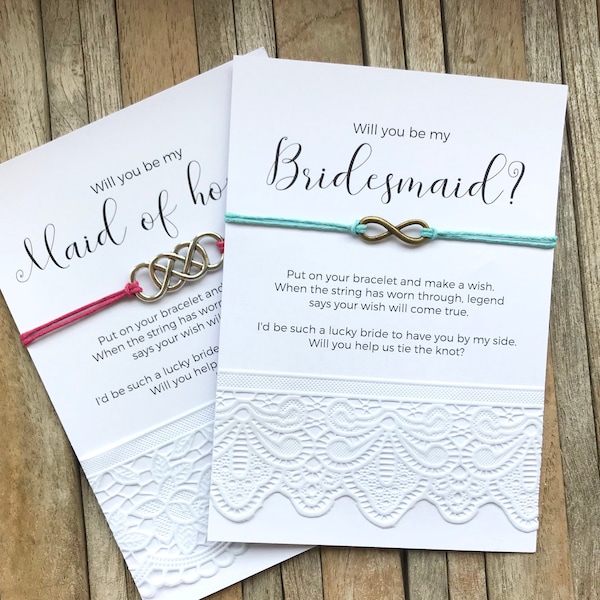 Bridesmaid Proposal Wish Bracelets, Bridesmaid Proposal gift, Bridesmaid Knot Bracelet, Ask bridesmaids, Will you be my Bridesmaid?