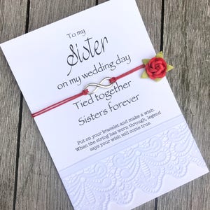 Infinity bracelet for Sister of the Bride from the Bride, Sister of the Bride gift, Wedding thank you, gift for sister, To my sister card