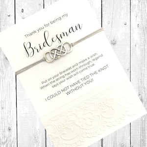 Grazie per essere il mio sposo, regalo per spose, sposo, regalo uomo d'onore, biglietto per spose, braccialetto dei desideri, braccialetto da sposa