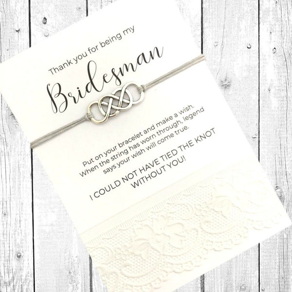 Thank you for being my bridesman, Brides man gift, Bridesman, Man of honor Gift,  Brides man card, Wish bracelet, Bridesman bracelet