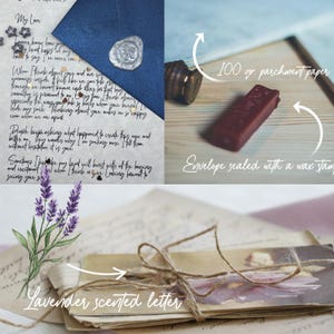 Carta de amor personalizada sellada con cera en papel pergamino, regalo de San Valentín para novios, regalo de aniversario y votos matrimoniales. imagen 10