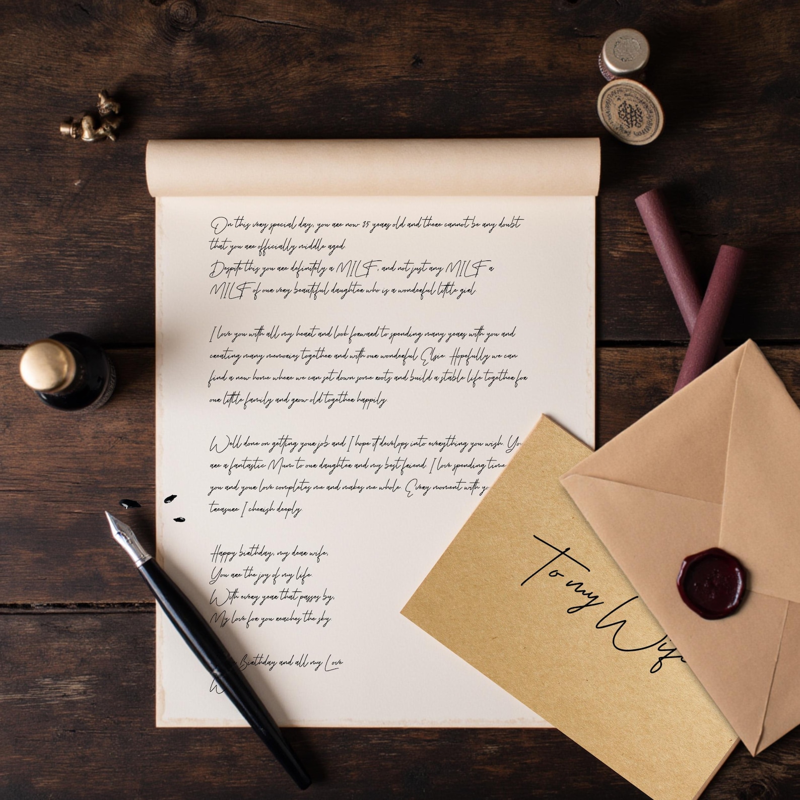 Handmade Letter With Handwritten Envelope, Anniversary, Love Letter for ...