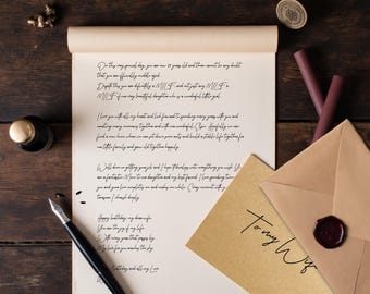 Custom Letter Wax Sealed Letter Personalized Letter Wedding Vow Poem Parchment Paper Wedding Day Letter to Husband Daughter Son