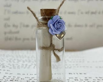 Tiny message in a bottle. Miniatures. Personalised Gift. Special greeting card. Mini Message Note in a Bottle Letter, Love Note, Mini Poem