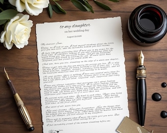 To My Daughter on Her Wedding Day, Custom Parchment Letter to My Son, Scroll Letter with flower, Luxury Wedding Day Card
