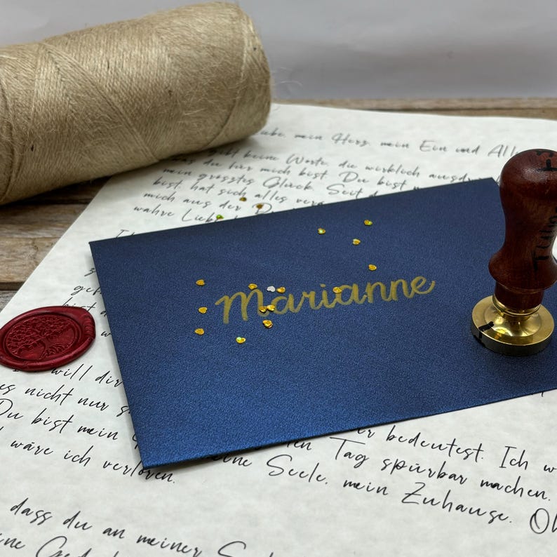 Carta de lujo con sobre escrito a mano, sellado con cera. Regalos de recuerdo, regalos de aniversario, carta de cumpleaños. Carta hecha a mano, regalo de amor perfecto. imagen 9