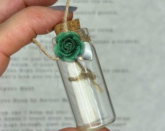 Mini Tiny Message Note in a Bottle Letter, Love Note, Mini Poem, Parchment Paper Love Letter Personalised Letter Love Note Keepsake Gift