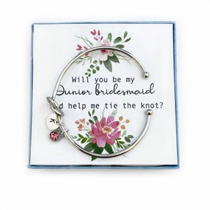 Junior Bridesmaid Bracelet, Tie the Knot Bracelet, Personalised Initial Bridesmaid Gift, Bridesmaid Proposal Gift, Knot Bracelet