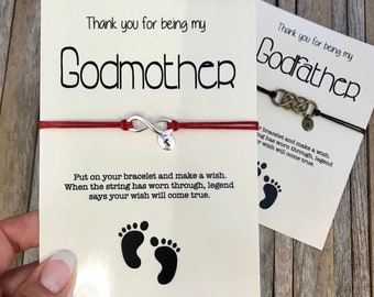 THANK YOU for being my godmother, Monogram bracelet, Godmother bracelet, Godparents gift, Godmother gift, Wish bracelet, Gift from baby