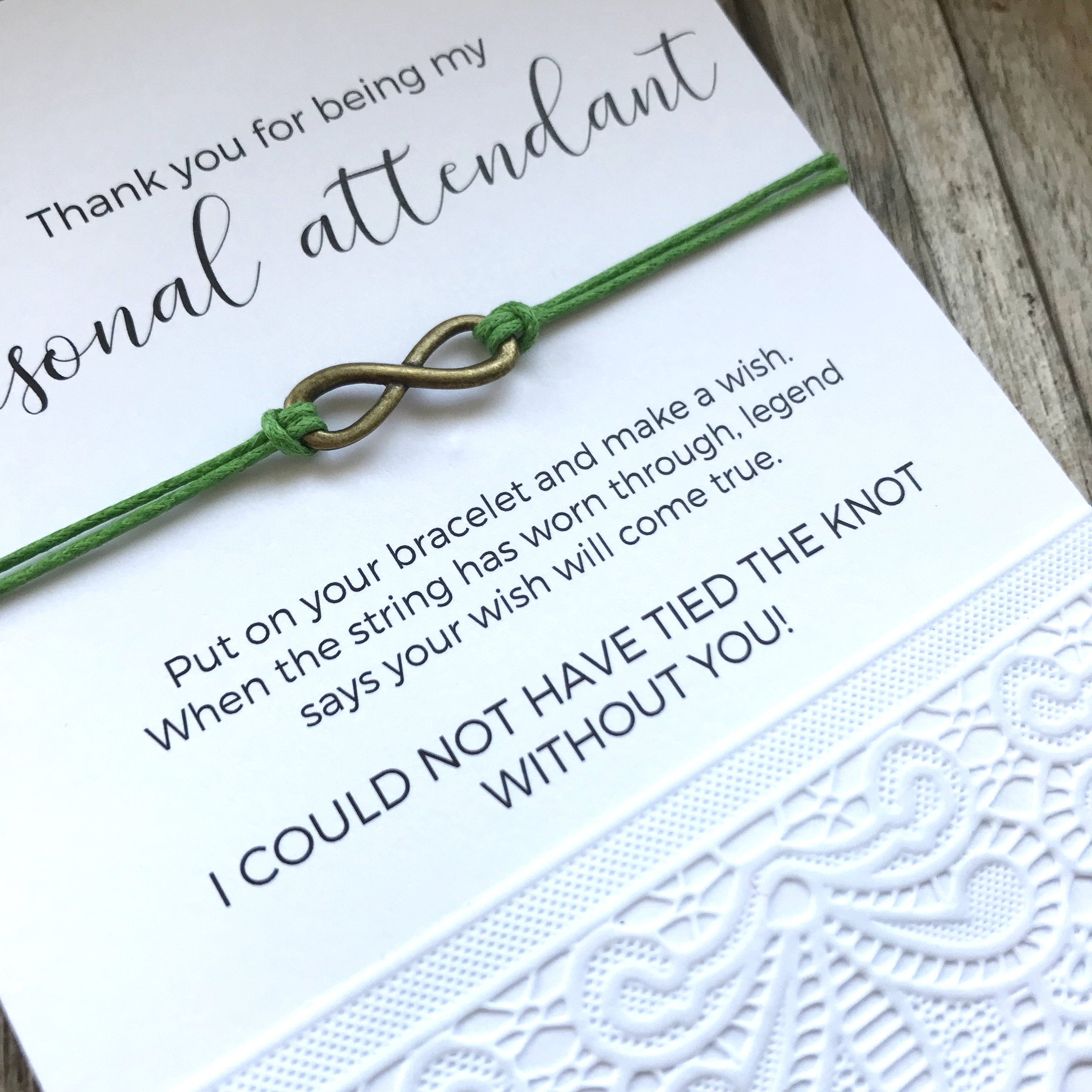 Personal attendant gift Wedding wish bracelet THANK YOU for Etsy