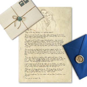 Personalisierter Brief mit benutzerdefinierter Porträtskizze, Hochzeitsgelübde, Liebesbrief, Jahrestagsgeschenk, Liebesbrief an Braut oder Bräutigam