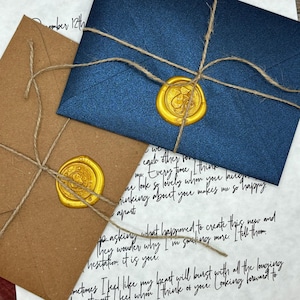 Custom Letter on Parchment Paper, Wax Sealed Personalized Love Letter with gold confetti, Keepsake Anniversary gift for boyfriend Girlfriend