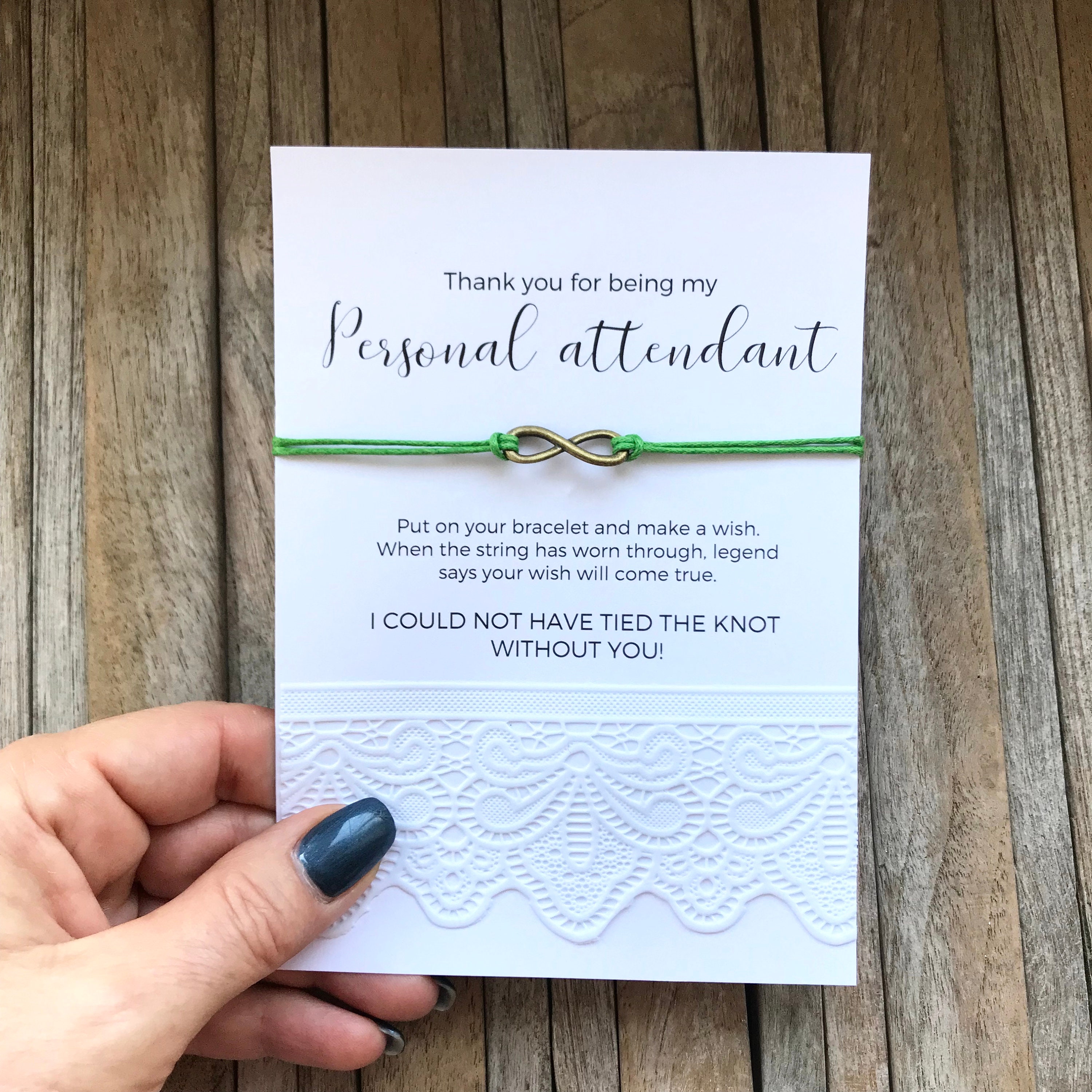 Personal attendant gift Wedding wish bracelet THANK YOU for Etsy