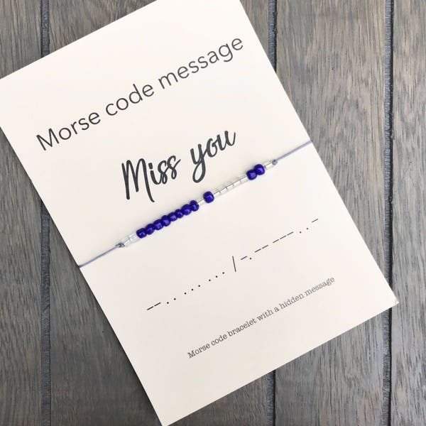 Long distance relationship, Morse code bracelet, Wish you were here, I miss you gift, Secret message, Going away gift, Thinking of you