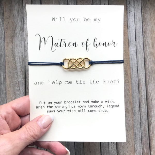 Matron of honor proposal, Maid of honor gift, Ask matron of honor, Will you help me tie the knot, Knot bracelet, Ask bridesmaids, SB42