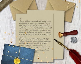Wax Sealed Personalized Love Letter Poem on Parchment Paper, Valentine Day Love gift boyfriend girlfriend, Anniversary Gift, Wedding Vows