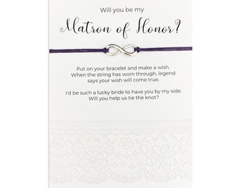 Will you be my Matron of honor gift, Blush pink, Bridesmaid Wish Bracelet, Maid of Honor Proposal, Ask Bridal Party, Be my Bridesmaid Card