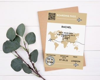 Scratch Boarding pass, Custom Boarding Pass, Scratch Card, Holiday, vacation, Surprise Trip, Boarding pass invitation, Scratch Reveal