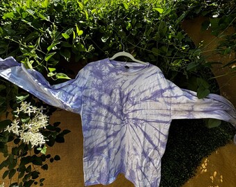 Handmade Purple & White Tie-Dye Cotton Shirt | Unisex Boho Festival Tee | Soft 100% Cotton, Unique Tie-Dye | Casual Wear | Athleisure