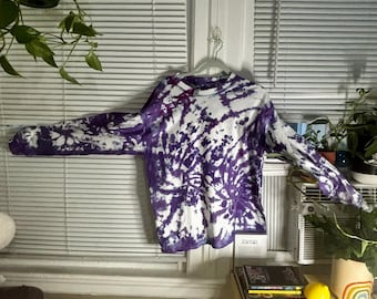 Handmade Violet Long Sleeve Tie-Dye Shirt | Size Large Gildan | Unisex Cotton Tee | Unique Tie-Dye Design | Comfortable, Festival Fashion