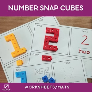 Cubi a scatto con numeri Attività di riconoscimento dei numeri Foglio di lavoro per la formazione dei numeri Tappetino per numeri per centri di matematica Gioco di conteggio della scuola materna