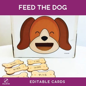 Juego de alimentar a los animales, imprimible para fonética, matemáticas, palabras a la vista, preescolar, jardín de infantes, actividad escolar en casa, juego de contar perros