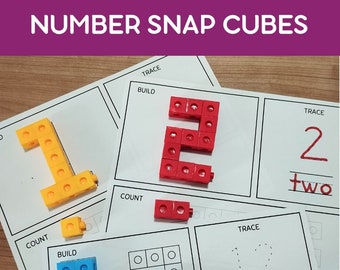 Number Snap Cubes Number Recognition Activity Number Formation Worksheet Tracing Number Mat for Math Centers Kindergarten Counting Game