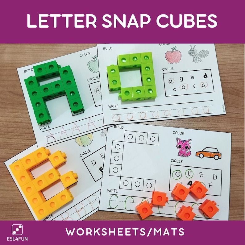 Number Snap Cube Mat Number recognition worksheet Math Centers Activity Counting worksheet Number identification Mat Phonics