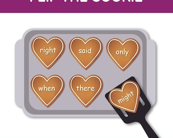 CVC Sight Word Game Flip the Cookie Printable preschool activity for toddlers homeschooling