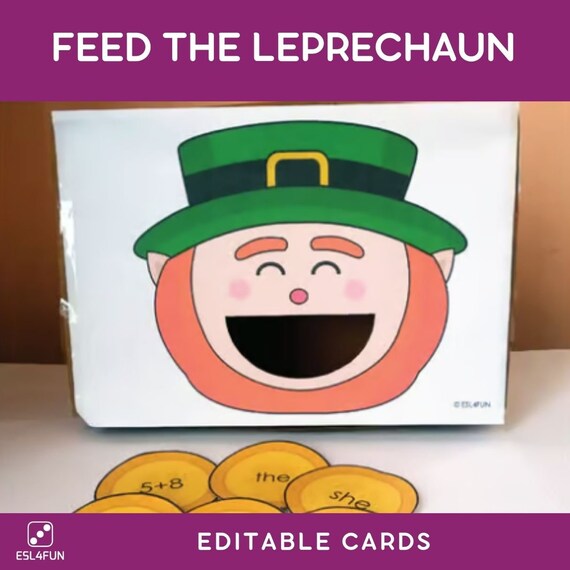 Feed the Leprechaun Game for Phonics Math Sight Words St. Patrick's Day Activity Math Centers Homeschool Activity Printable