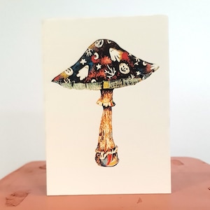 Circus Fungy Art Print, Champignons, illustration Botanic, illustration vintage, printemps, carte postal fleur, A6,