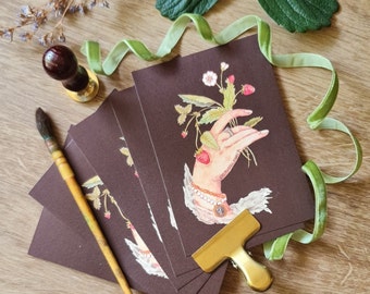 Memento Mori Art Print, wild strawberry, Botanic illustration, vintage illustration, spring, flower postcard, A6, Fragola