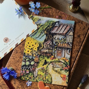Le cottage aux ronces  Art Print, courge, illustration Botanic, illustration vintage, printemps, carte postal fleur, A6, Pumpkin