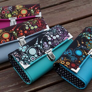Cartera de mujer, Cartera para smartphone, Tarjetero, Cartera de lunares, Cartera de tela de algodón, Cartera larga, Cartera de mujer, Cartera vegana, Monedero