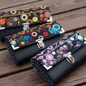 Womens Wallet, Smartphone Wallet, Credit Card Holder, Dots Wallet, Cotton Fabric Wallet, Long Wallet, Women's Wallet, Vegan Wallet, Purse