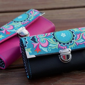Cartera de mujer, Cartera de smartphone, Amy Butler, 19x10cm, Cartera larga, Cartera de mujer, Cartera de cuero vegano, Cartera de tela, Monedero