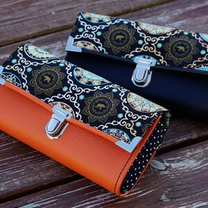 Cartera de mujer, Cartera de smartphone, Mandala, 19x10cm, Cartera larga, Cartera de mujer, Cartera de cuero vegano, Cartera de tela, Monedero