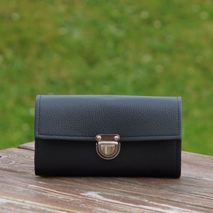 Billetera de cuero vegano, Billetera de mujer personalizada, Billetera para teléfono inteligente, Tela para muñecas, Billetera larga, Titular de tarjeta de crédito, Organizador, Clutch