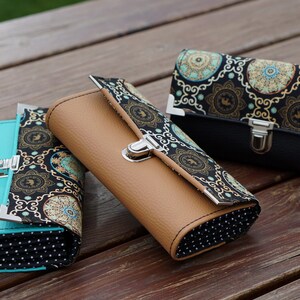 Cartera de mujer, Cartera de smartphone, Mandala, 19x10cm, Cartera larga, Cartera de mujer, Cartera de cuero vegano, Cartera de tela, Monedero